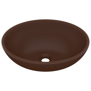 vidaXL Luxusní umyvadlo oválné matné tmavě hnědé 40 x 33 cm keramické
